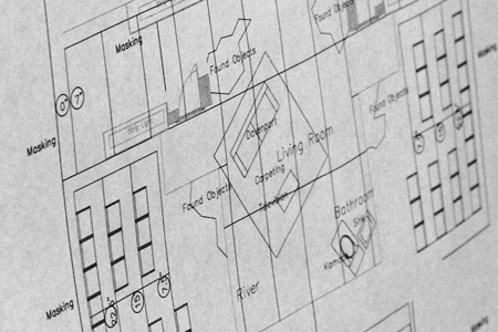 Ground plan of set, designed by Marcus Stephens