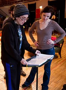 Ensemble member and Director Tina Landau with ensemble member Kate Arrington