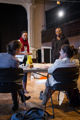 Playwright Amy Herzog, ensemble member Alana Arenas, Chris Boykin and director Anne Kauffman