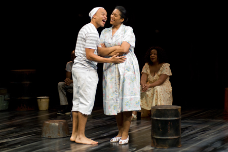 Glenn Davis, ensemble member Ora Jones with Jacqueline Williams