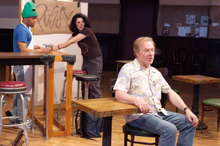 Ensemble members Jon Michael Hill and Tina Landau with Michael McKean