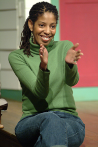 Playwright Lydia Diamond at a post-show discussion