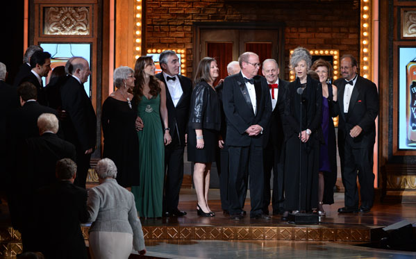 Artistic Director Martha Lavey, Executive Director David Hawkanson and the Broadway producers accept the award for Best Revival of a Play